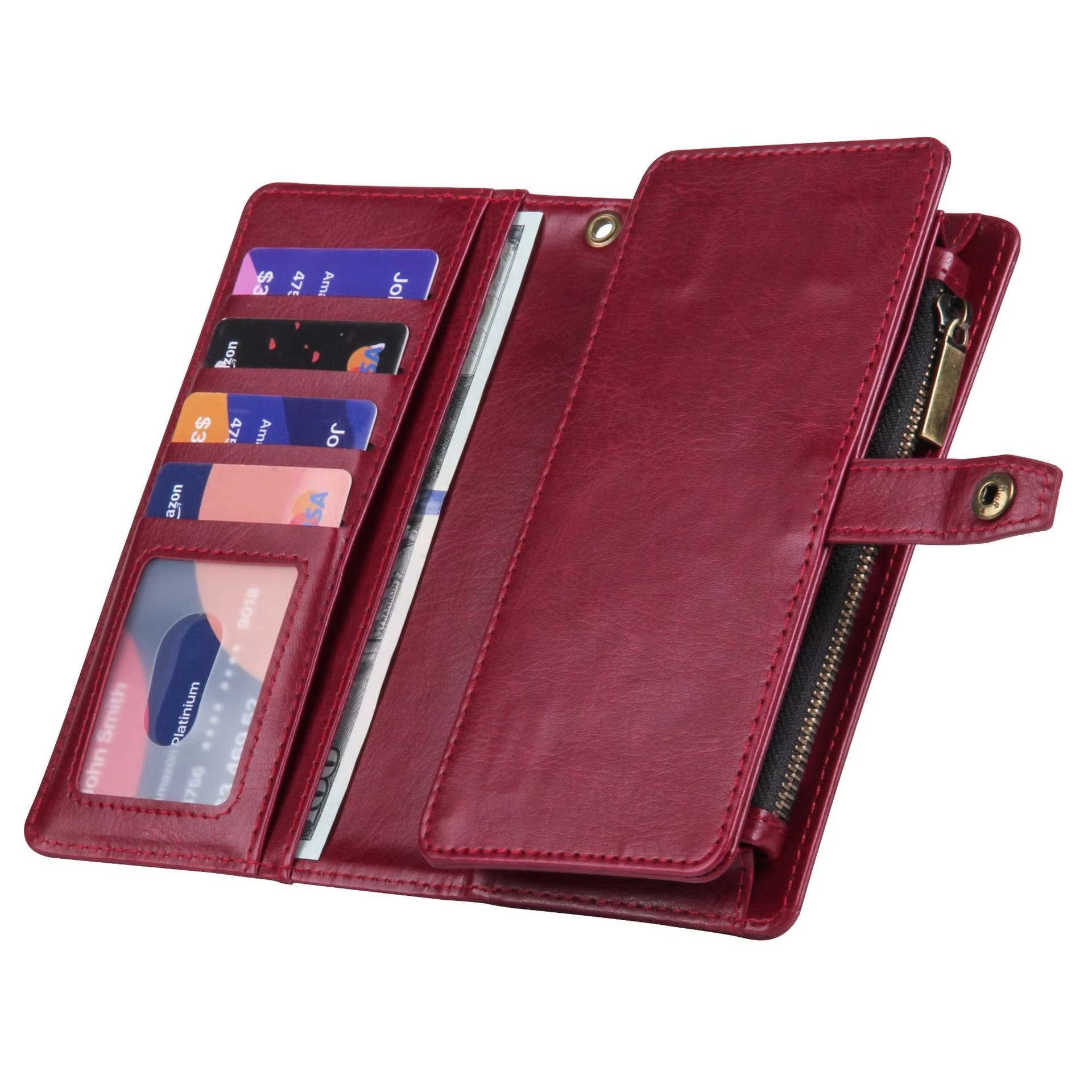 Luxury iPhone Case — 2-in-1 Detachable Magnetic Flip Leather Wallet with Zipper Purse, Dual-Layer Protection and Anti-Fingerprint Design