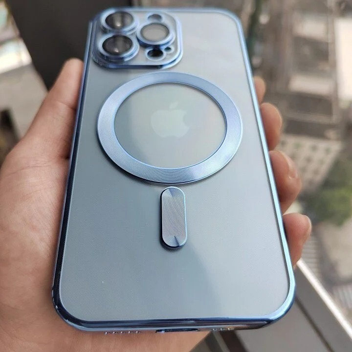 Luxury iPhone Clear Plating Magnetic Case — MagSafe Wireless Charging Compatible Cover with Lens Protection, Slim Transparent Shockproof Anti-Fingerprint Design