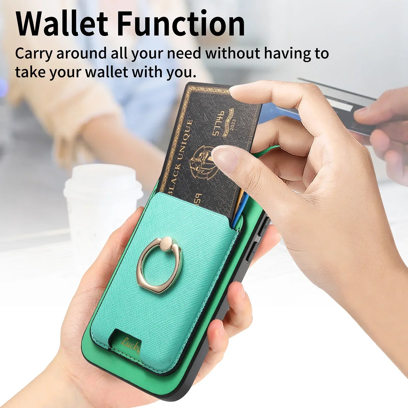 Luxury iPhone Detachable Magnetic Wallet Case — Leather Cover with Card Holder, Ring Stand Function, Shockproof Protection, Anti-Fingerprint Scratch-Resistant Design