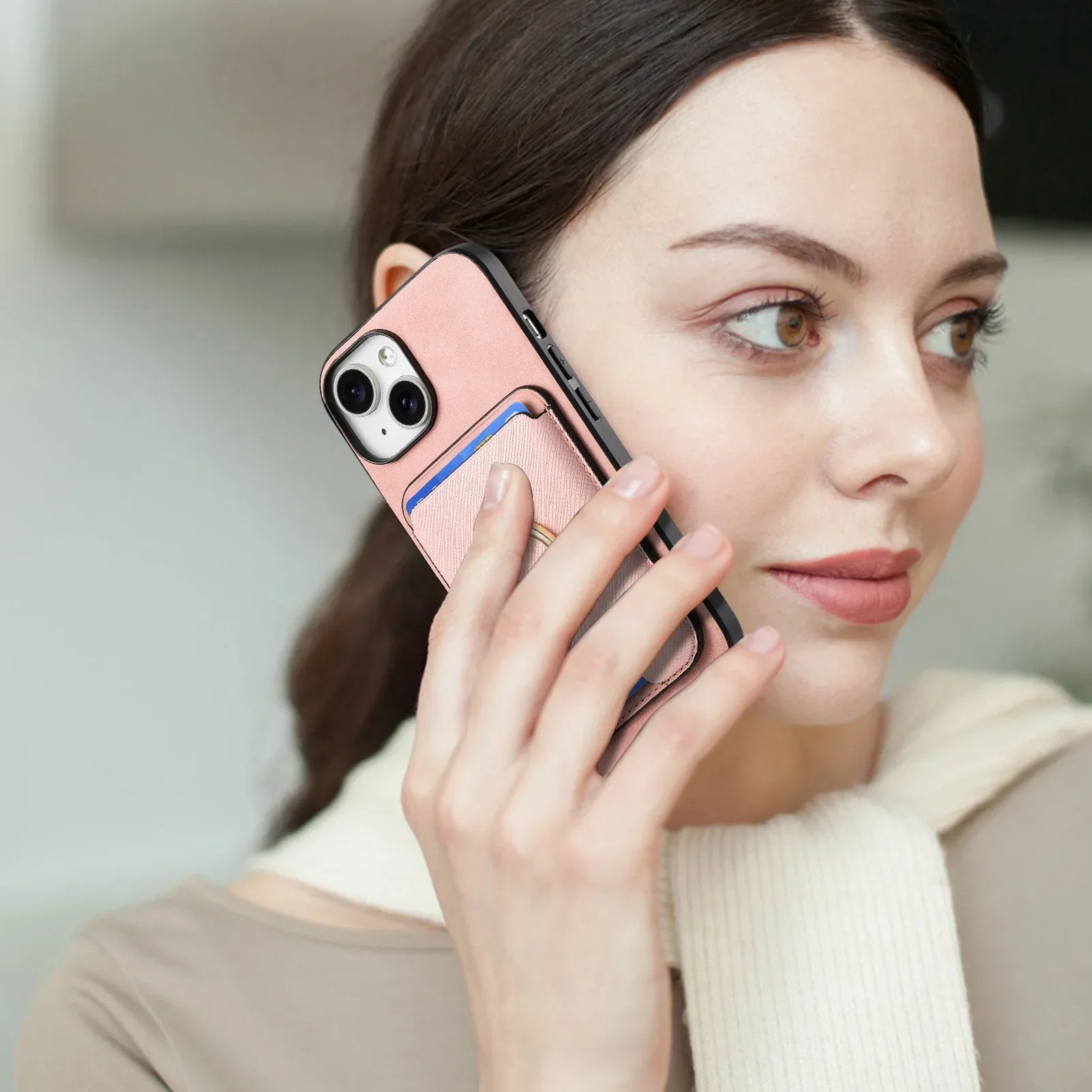 Luxury iPhone Detachable Magnetic Wallet Case — Leather Cover with Card Holder, Ring Stand Function, Shockproof Protection, Anti-Fingerprint Scratch-Resistant Design