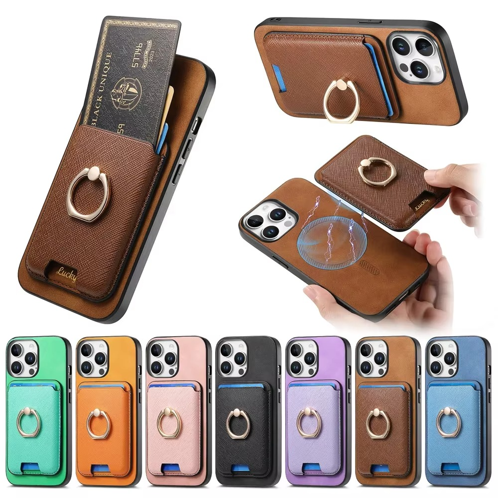 Luxury iPhone Detachable Magnetic Wallet Case — Leather Cover with Card Holder, Ring Stand Function, Shockproof Protection, Anti-Fingerprint Scratch-Resistant Design