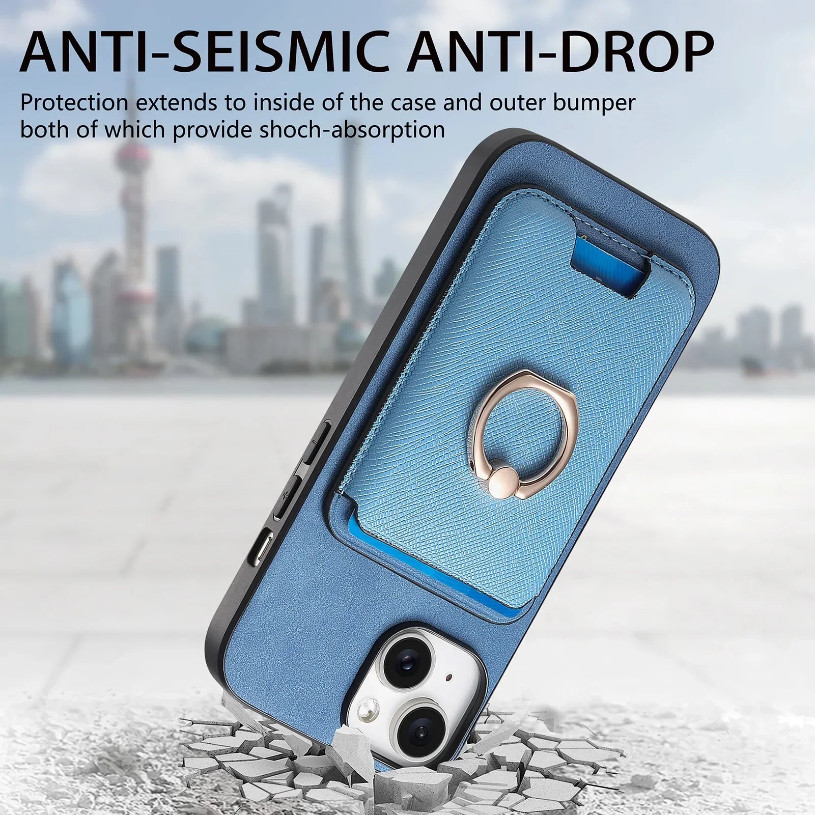 Luxury iPhone Detachable Magnetic Wallet Case — Leather Cover with Card Holder, Ring Stand Function, Shockproof Protection, Anti-Fingerprint Scratch-Resistant Design