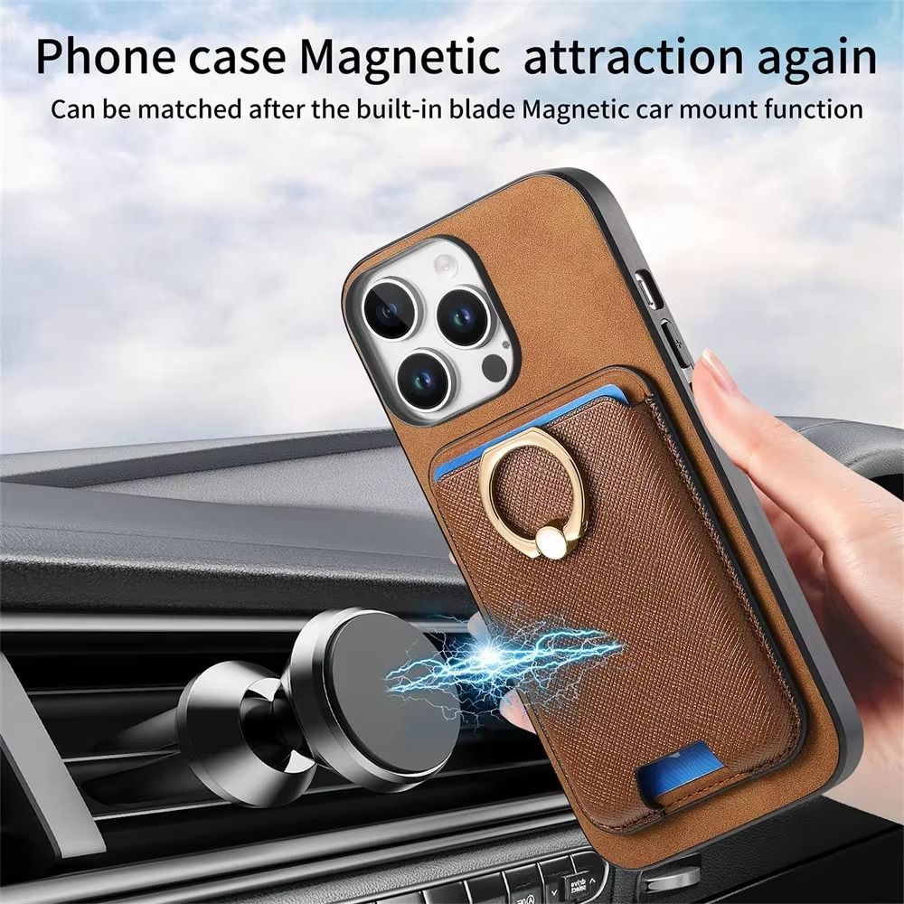 Luxury iPhone Detachable Magnetic Wallet Case — Leather Cover with Card Holder, Ring Stand Function, Shockproof Protection, Anti-Fingerprint Scratch-Resistant Design