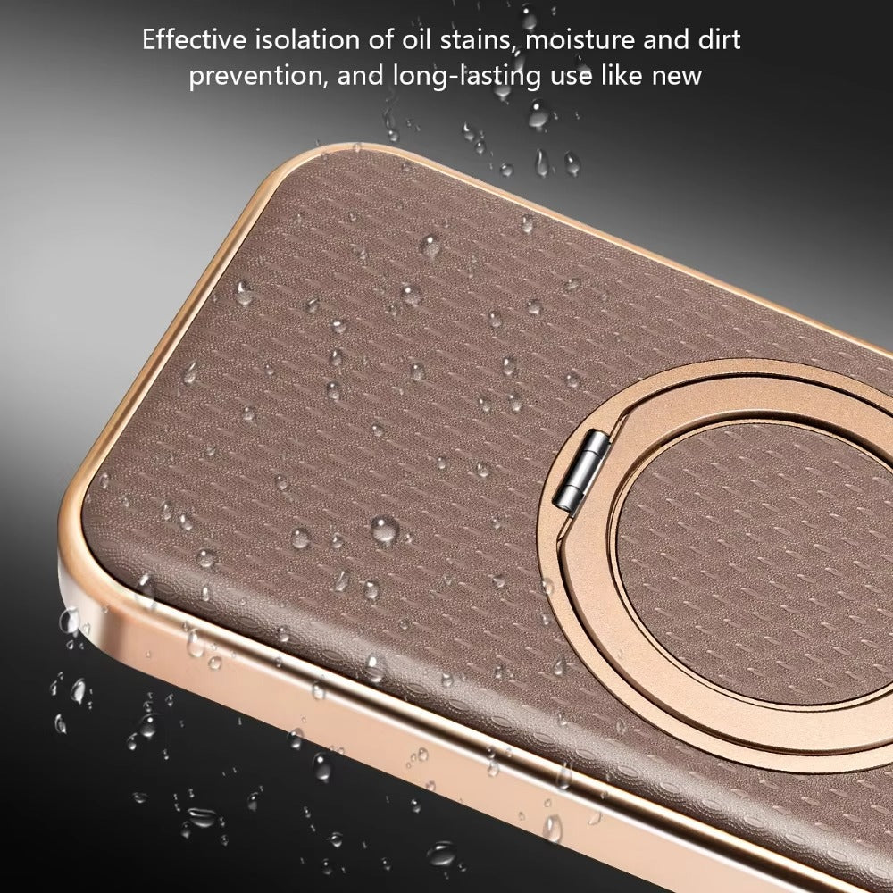 Luxury iPhone Diamond Pattern Leather Case — MagSafe Magnetic Charging, Rotating Bracket Holder, Full Coverage Shockproof Anti-Fingerprint Protection