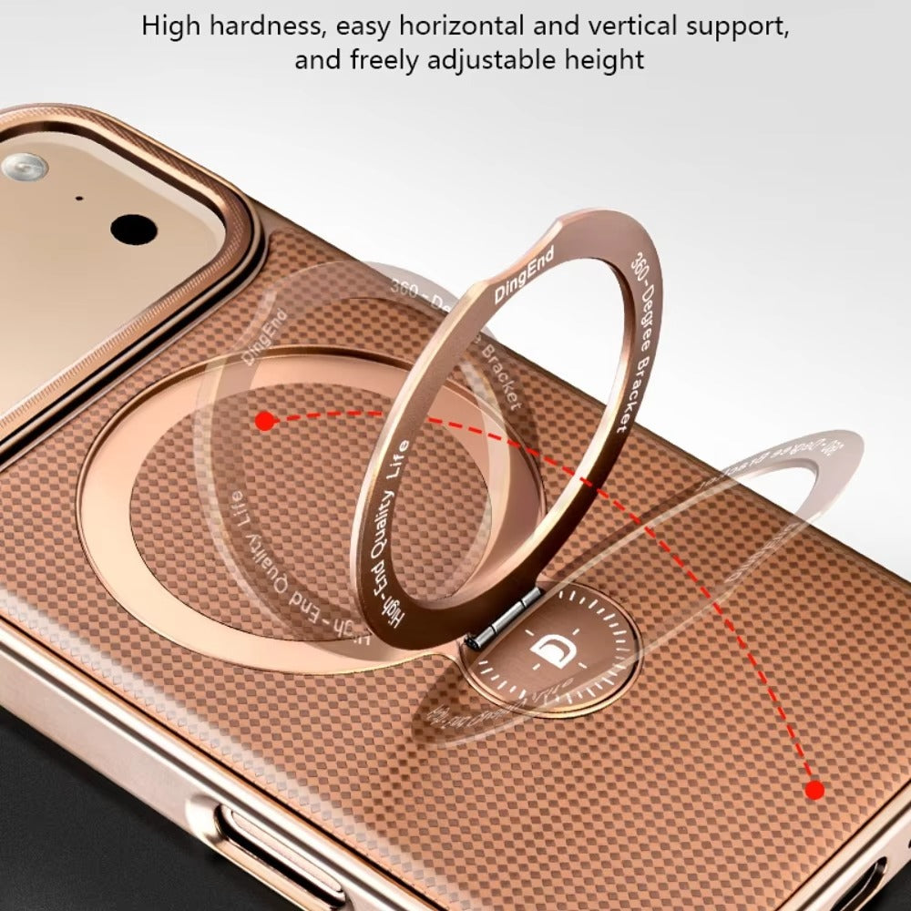 Luxury iPhone Diamond Pattern Leather Case — MagSafe Magnetic Charging, Rotating Bracket Holder, Full Coverage Shockproof Anti-Fingerprint Protection