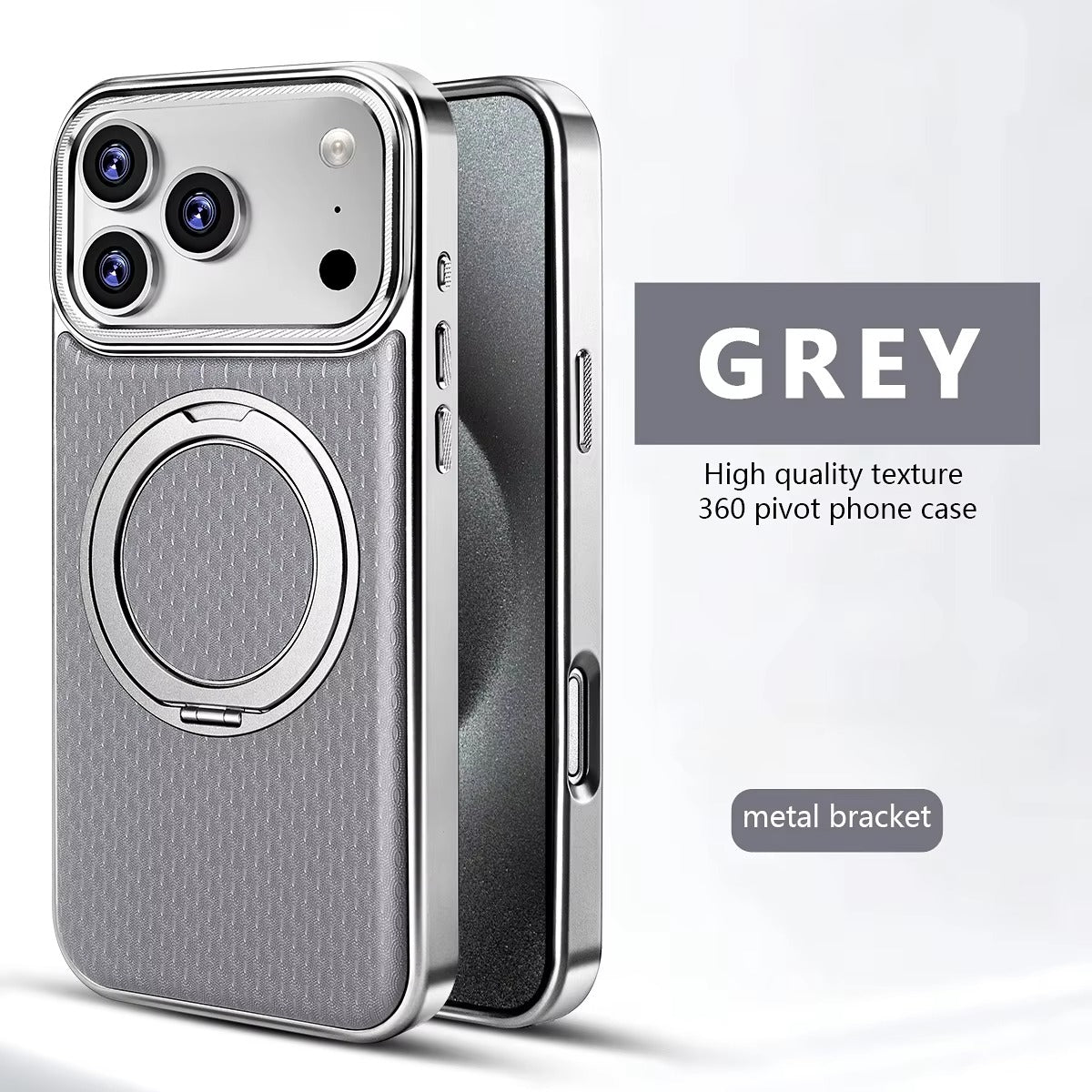 Luxury iPhone Diamond Pattern Leather Case — MagSafe Magnetic Charging, Rotating Bracket Holder, Full Coverage Shockproof Anti-Fingerprint Protection