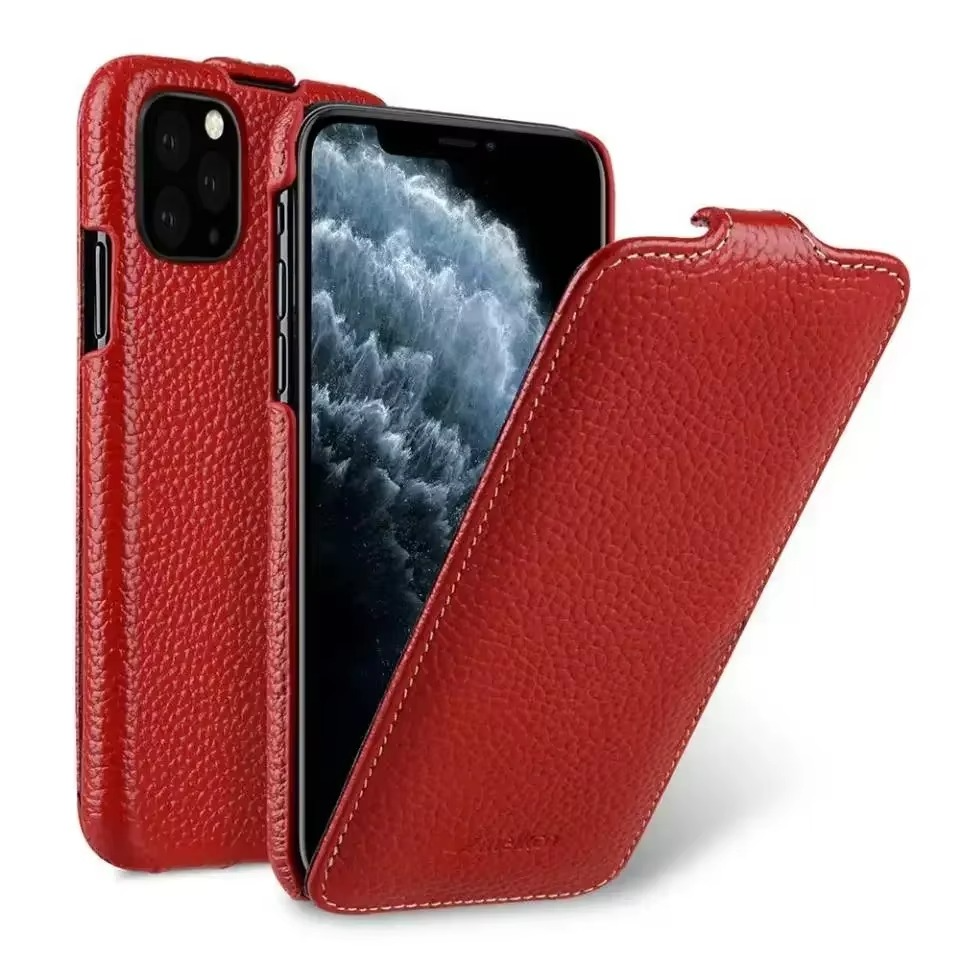Luxury iPhone Flip Case 100% Genuine Cowhide Leather — Premium Melkco Design, Slim Protective Cover with Textured Finish, Stylish Durable Phone Protection