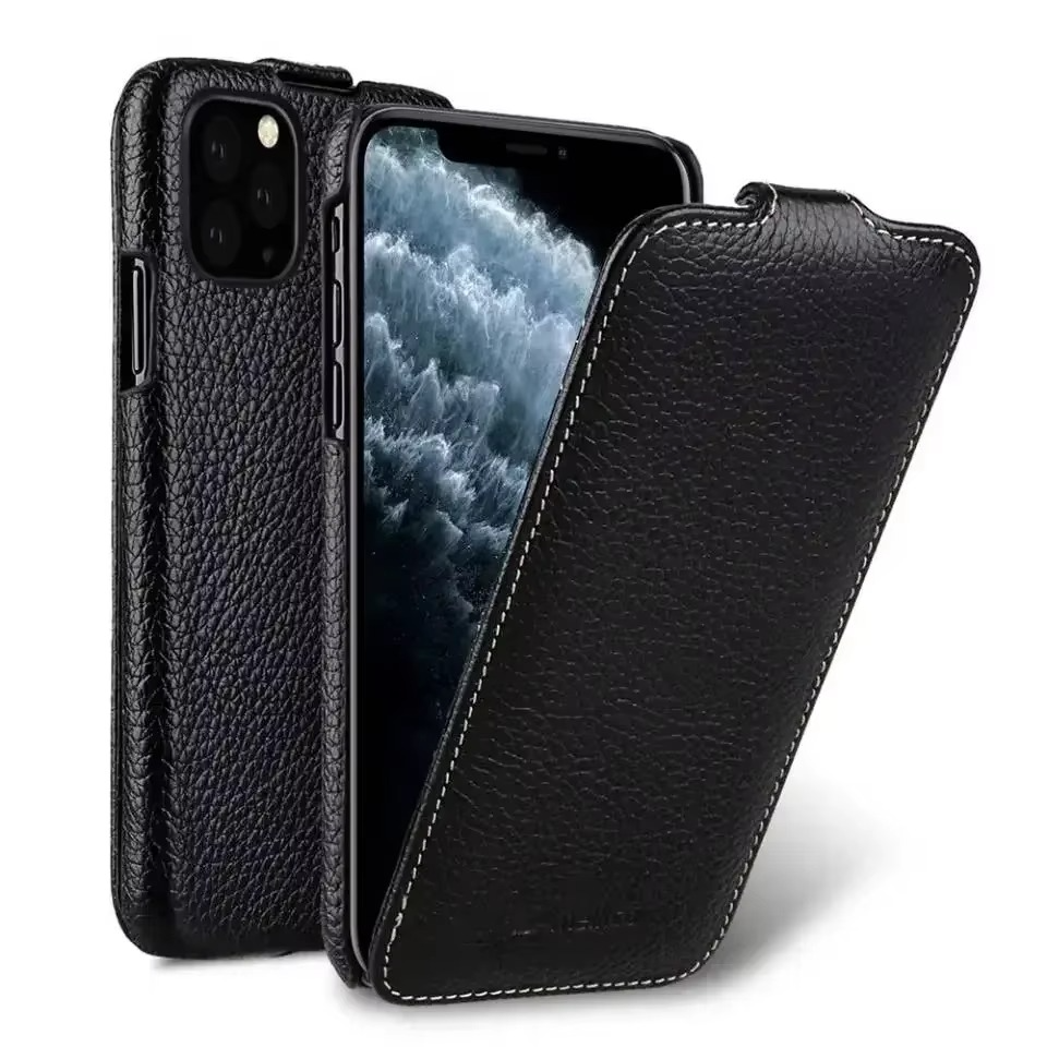 Luxury iPhone Flip Case 100% Genuine Cowhide Leather — Premium Melkco Design, Slim Protective Cover with Textured Finish, Stylish Durable Phone Protection