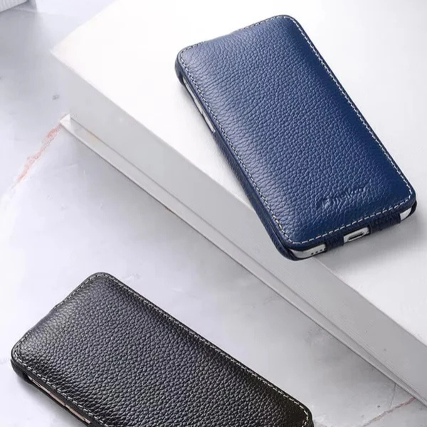Luxury iPhone Flip Case 100% Genuine Cowhide Leather — Premium Melkco Design, Slim Protective Cover with Textured Finish, Stylish Durable Phone Protection
