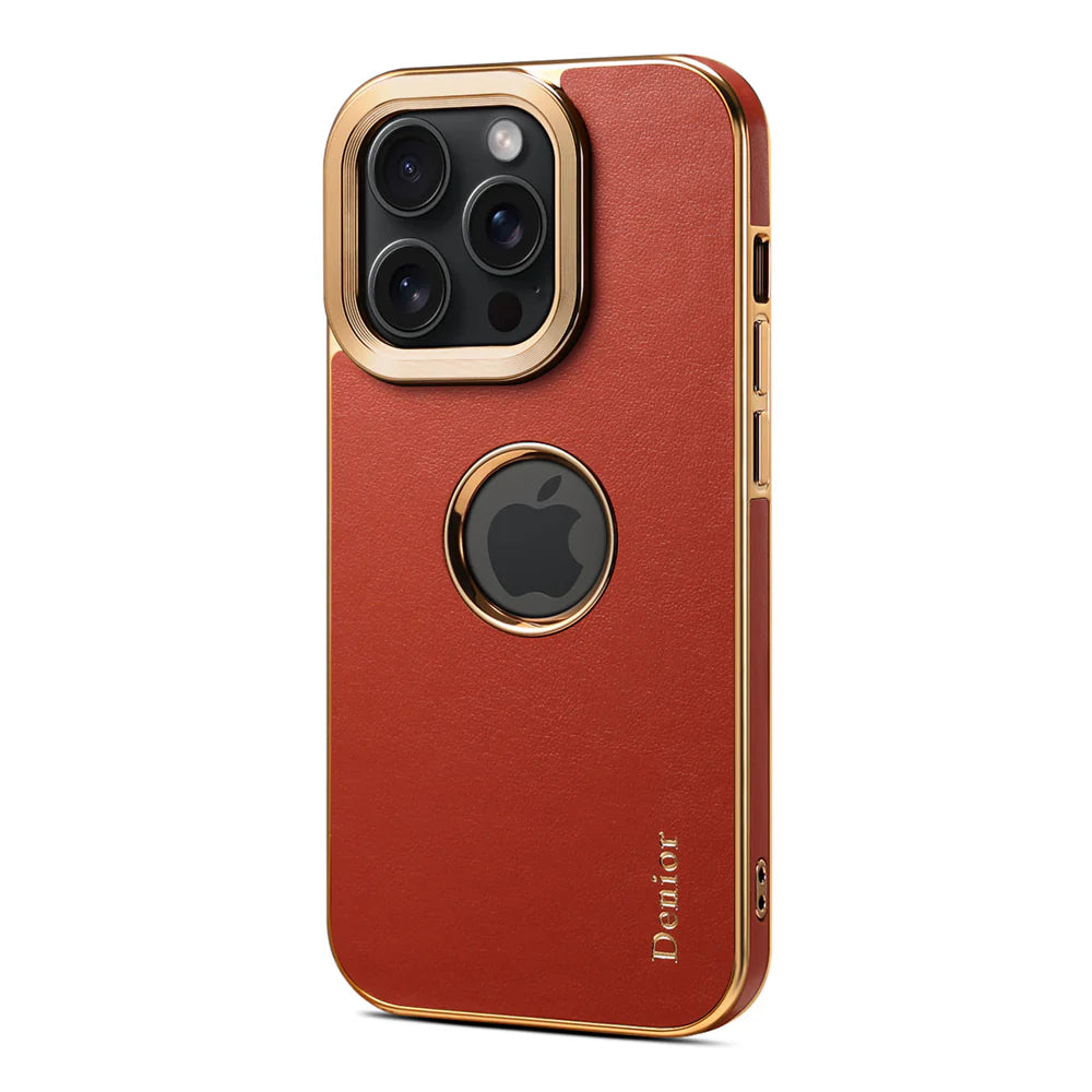 Luxury iPhone Genuine Leather Back Case — Shockproof Half-Wrapped Cover, Anti-Fingerprint Scratch-Resistant Design, Slim Non-Slip Premium Finish