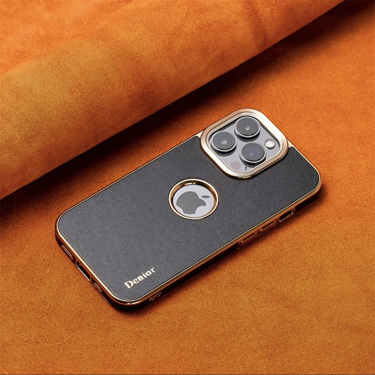 Luxury iPhone Genuine Leather Back Case — Shockproof Half-Wrapped Cover, Anti-Fingerprint Scratch-Resistant Design, Slim Non-Slip Premium Finish