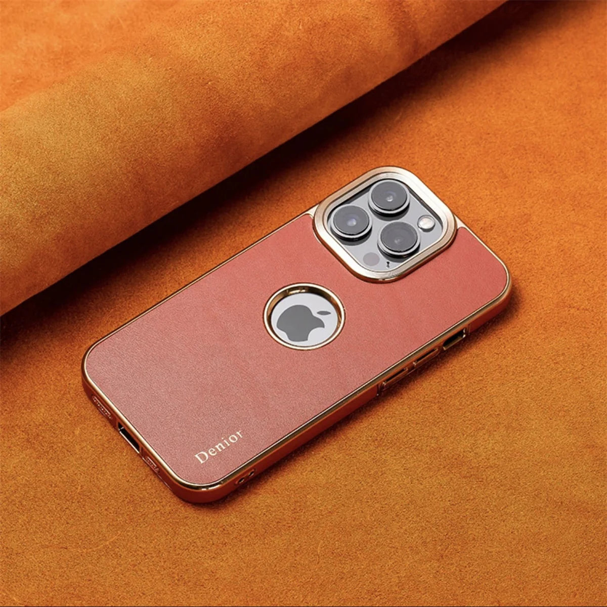 Luxury iPhone Genuine Leather Back Case — Shockproof Half-Wrapped Cover, Anti-Fingerprint Scratch-Resistant Design, Slim Non-Slip Premium Finish