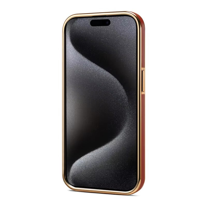 Luxury iPhone Genuine Leather Back Case — Shockproof Half-Wrapped Cover, Anti-Fingerprint Scratch-Resistant Design, Slim Non-Slip Premium Finish