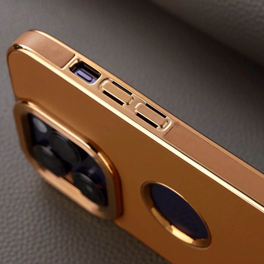 Luxury iPhone Genuine Leather Back Case — Shockproof Half-Wrapped Cover, Anti-Fingerprint Scratch-Resistant Design, Slim Non-Slip Premium Finish