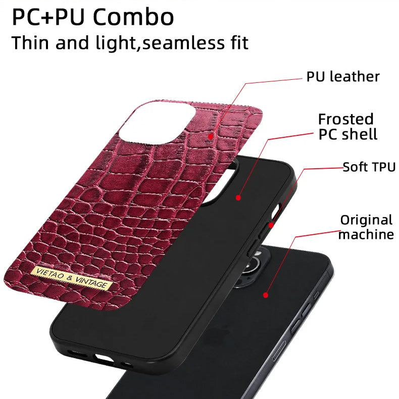 Luxury iPhone Leather Case Business Style — High-End Textured Cover, Slim Protective Design, Anti-Fingerprint Scratch-Resistant Dustproof Finish