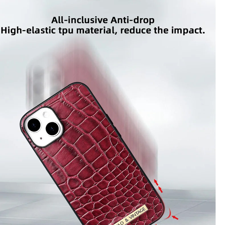 Luxury iPhone Leather Case Business Style — High-End Textured Cover, Slim Protective Design, Anti-Fingerprint Scratch-Resistant Dustproof Finish