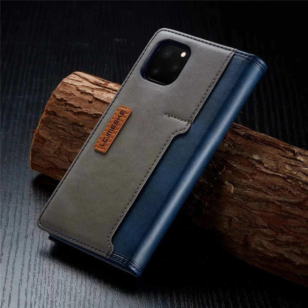 Luxury iPhone Leather Flip Case with Card & SIM Slots — Magnetic PU Leather Cover, Slim Folio Design, Full Body Protection, Lightweight and Stylish