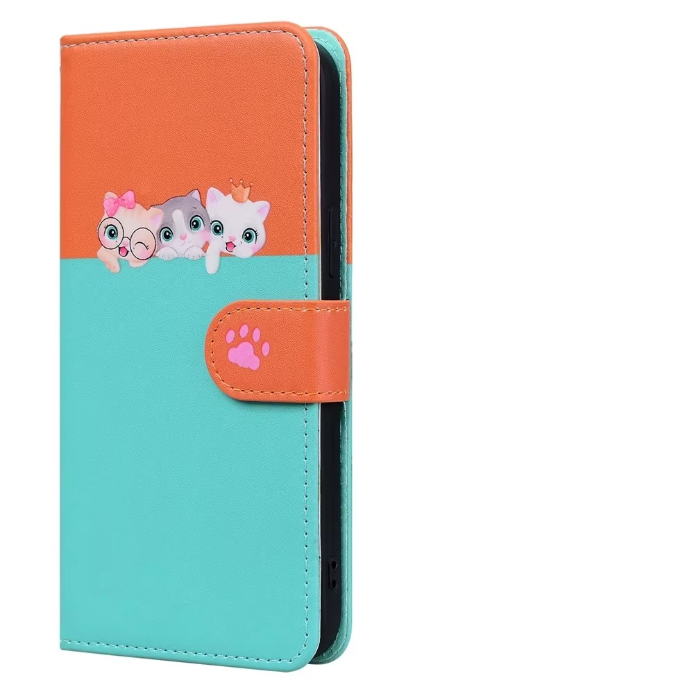 Luxury iPhone Leather Flip Wallet Case — Cute Cat Pet Design, Magnetic Cover with Card Holder, Stand Function, Shockproof Anti-Scratch Protection for Women