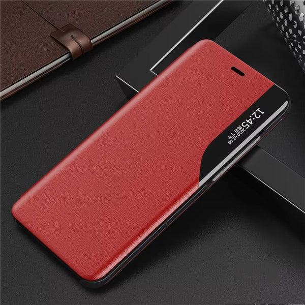 Luxury iPhone Leather Flip Wallet Case — Magnetic Stand Cover with Card Holder, Dual Layer Shockproof Protection, Anti-Fingerprint Scratch-Resistant Design