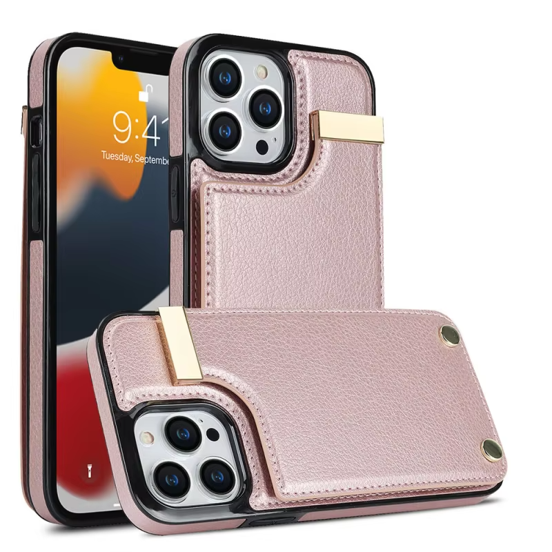 Luxury iPhone Leather Wallet Case with Card Holders — Kickstand Function, Full Body Protective Cover, Shockproof Design, Stylish and Functional Phone Case