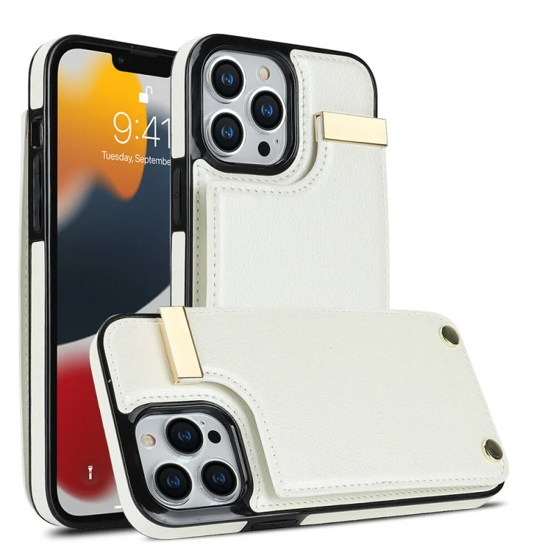 Luxury iPhone Leather Wallet Case with Card Holders — Kickstand Function, Full Body Protective Cover, Shockproof Design, Stylish and Functional Phone Case