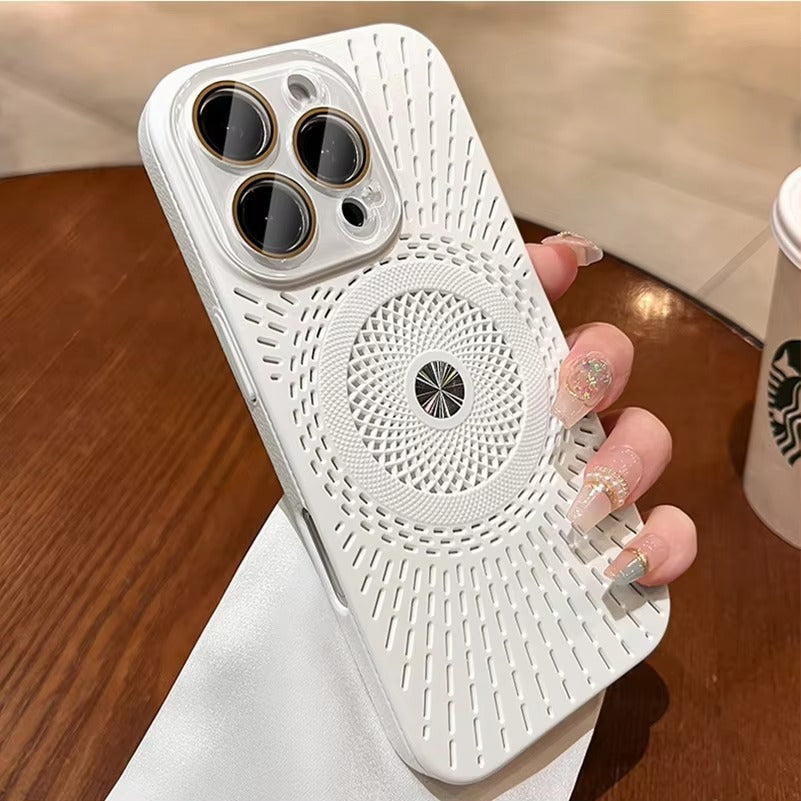 Luxury iPhone MagSafe Case Heat Dissipation Design — Ultra-Thin Anti-Drop Cover with Glass Camera Protector, Shockproof Anti-Fingerprint Scratch-Resistant Finish