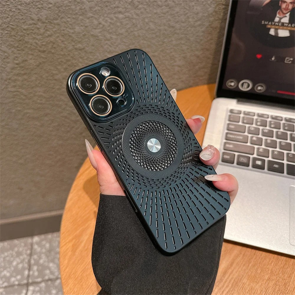 Luxury iPhone MagSafe Case Heat Dissipation Design — Ultra-Thin Anti-Drop Cover with Glass Camera Protector, Shockproof Anti-Fingerprint Scratch-Resistant Finish
