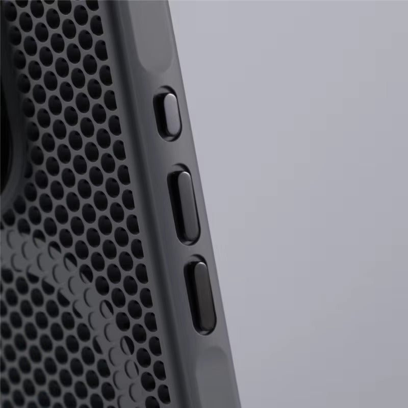 Luxury iPhone MagSafe Case Honeycomb Heat Dissipation — Matte Shockproof Cover with Lens Holder, Lightweight Anti-Fingerprint Scratch-Resistant Design