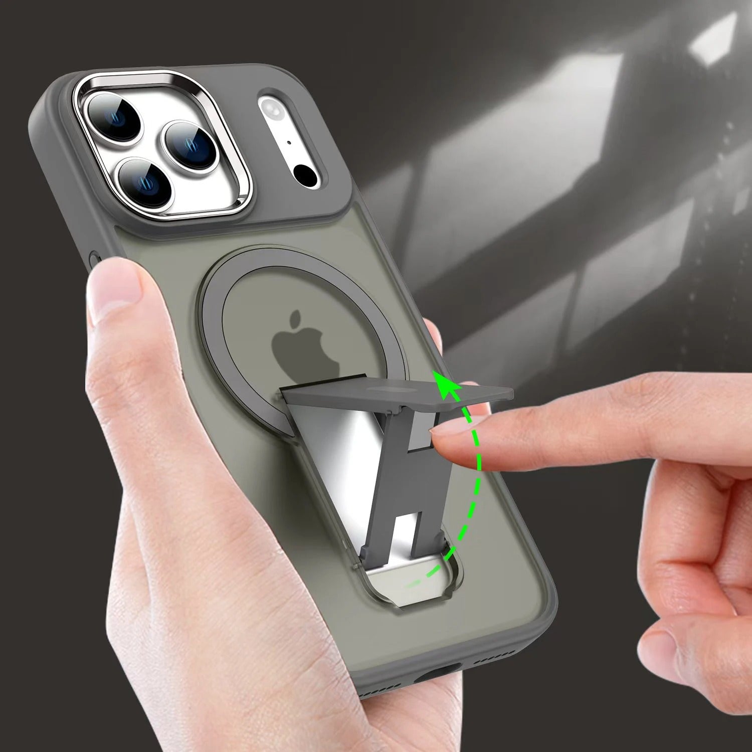 Luxury iPhone MagSafe Case with Fold Stand — Magnetic Kickstand Holder, Slim Shockproof Bumper Protection, Wireless Charging Compatible Design