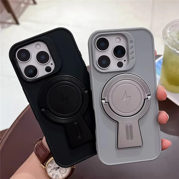 Luxury iPhone MagSafe Case with Lanyard — Magnetic Bumper Cover, Wireless Charging Compatible, Slim Shockproof Design with Kickstand Holder