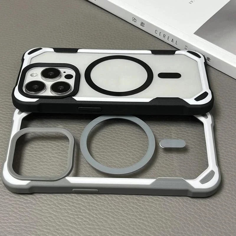 Luxury iPhone MagSafe Hit Color Clear Case — Transparent Shockproof Back Cover with Magnetic Wireless Charging, Slim Anti-Scratch Design