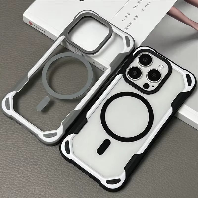 Luxury iPhone MagSafe Hit Color Clear Case — Transparent Shockproof Back Cover with Magnetic Wireless Charging, Slim Anti-Scratch Design