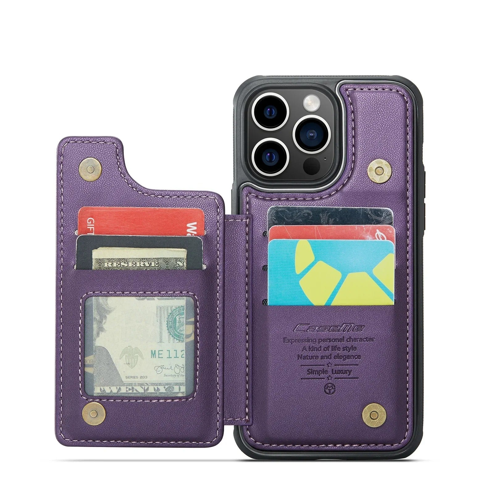 Luxury iPhone Magnetic Flip Wallet Case — PU Leather Cover with Card Holder, Shockproof Anti-Fingerprint Protection, Non-Slip Full Body Design