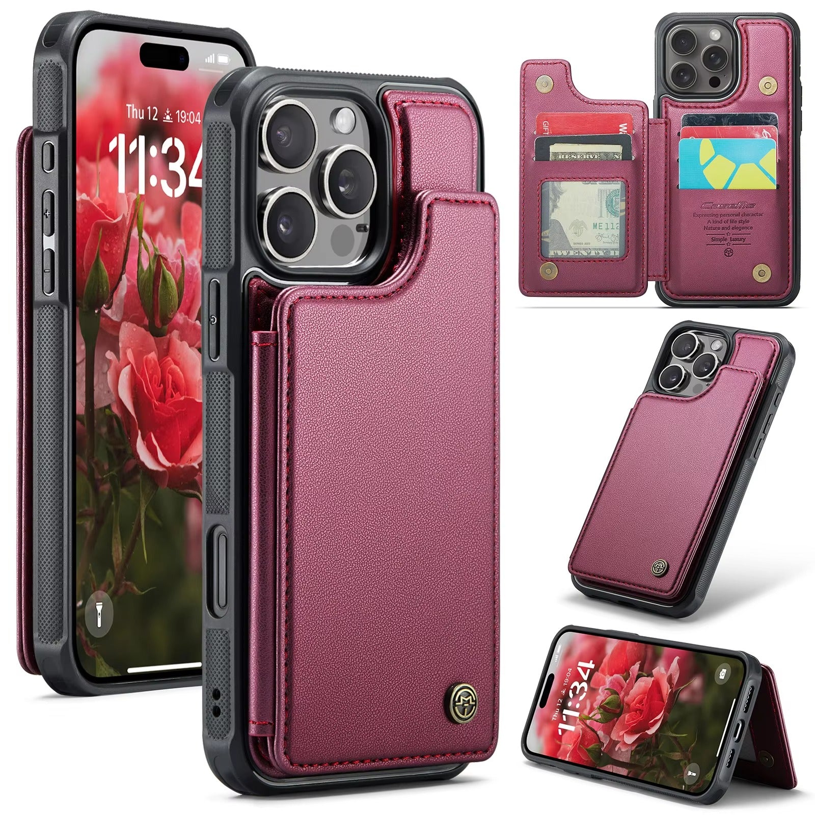 Luxury iPhone Magnetic Flip Wallet Case — PU Leather Cover with Card Holder, Shockproof Anti-Fingerprint Protection, Non-Slip Full Body Design