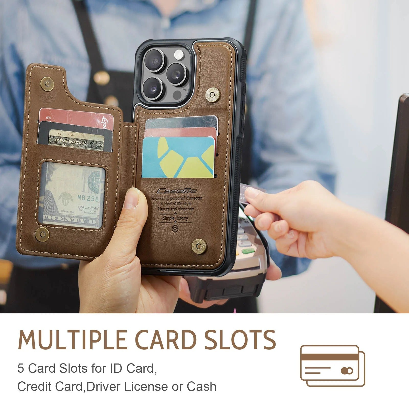 Luxury iPhone Magnetic Flip Wallet Case — PU Leather Cover with Card Holder, Shockproof Anti-Fingerprint Protection, Non-Slip Full Body Design