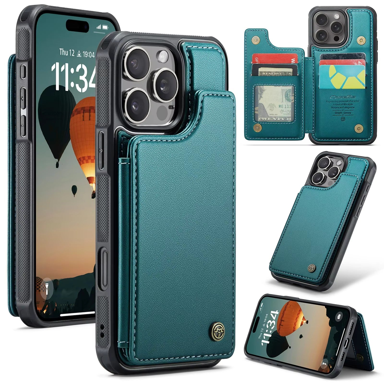 Luxury iPhone Magnetic Flip Wallet Case — PU Leather Cover with Card Holder, Shockproof Anti-Fingerprint Protection, Non-Slip Full Body Design