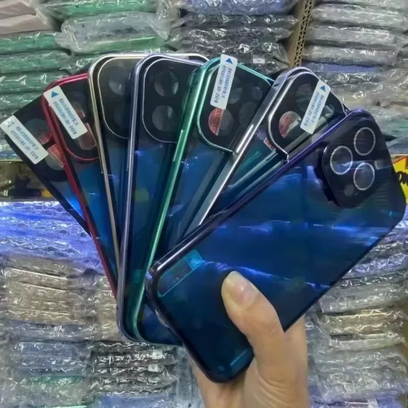 Luxury iPhone Magnetic Metal Case with Double-Sided Glass — 360° Full Body Protection, Shockproof Transparent Cover, Slim Scratch-Resistant Durable Design