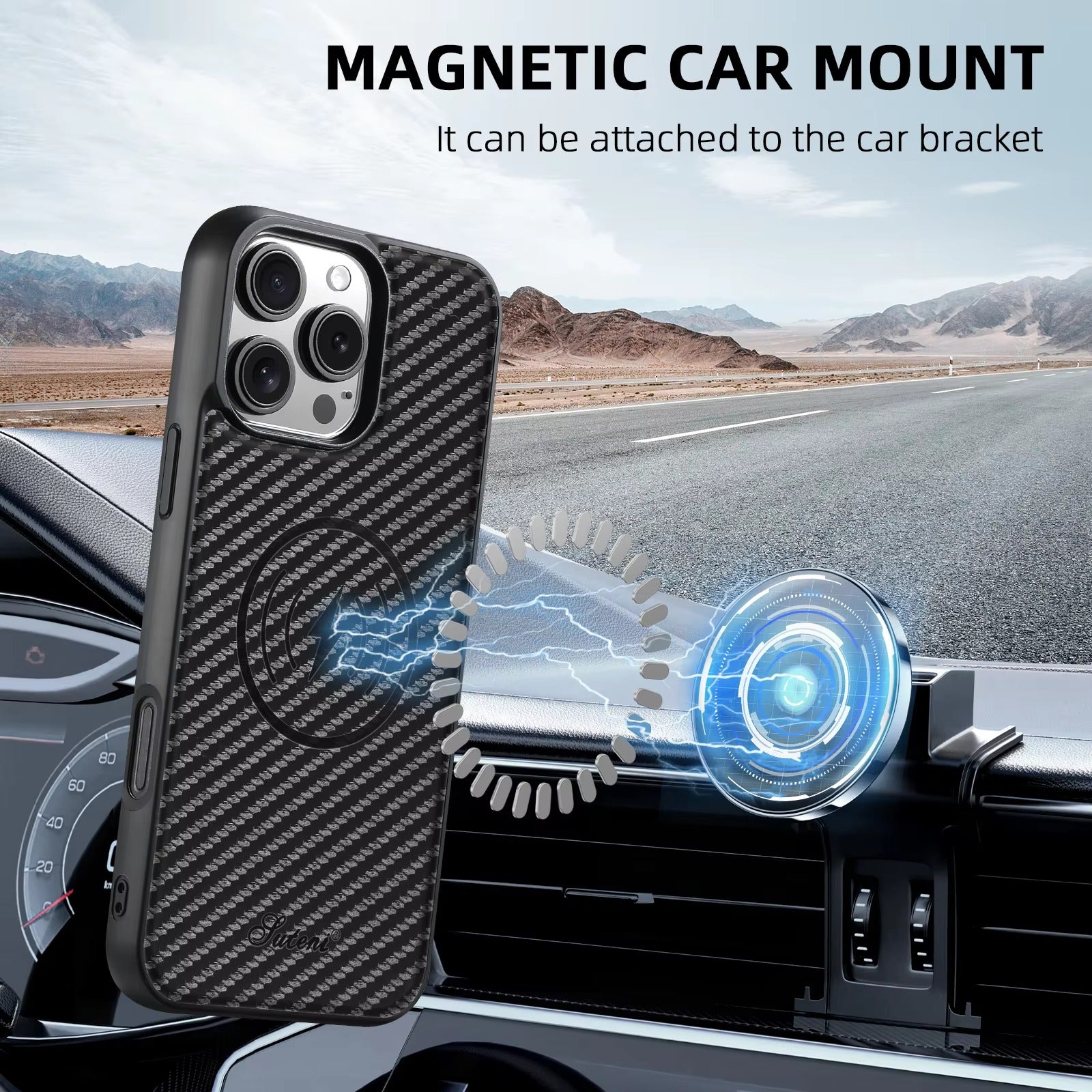 Luxury iPhone Magnetic Wallet Case — Faux Leather Card Holder Bag with Stand, MagSafe Wireless Charging Compatible, Slim Shockproof Design