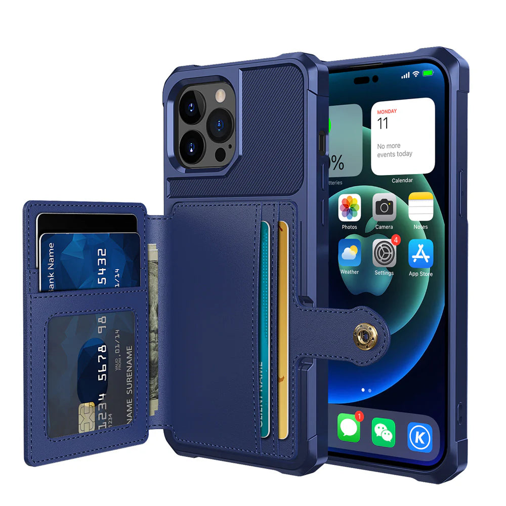 Luxury iPhone Magnetic Wallet Leather Case — Card Slot Holder, Flip Cover with Stand, Shockproof Anti-Drop Protection, Slim Dustproof Anti-Fingerprint Design