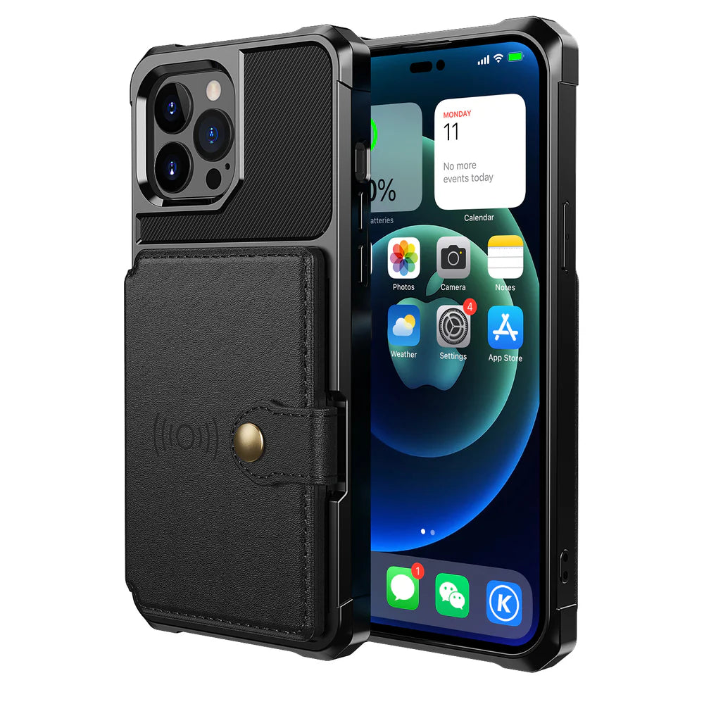 Luxury iPhone Magnetic Wallet Leather Case — Card Slot Holder, Flip Cover with Stand, Shockproof Anti-Drop Protection, Slim Dustproof Anti-Fingerprint Design