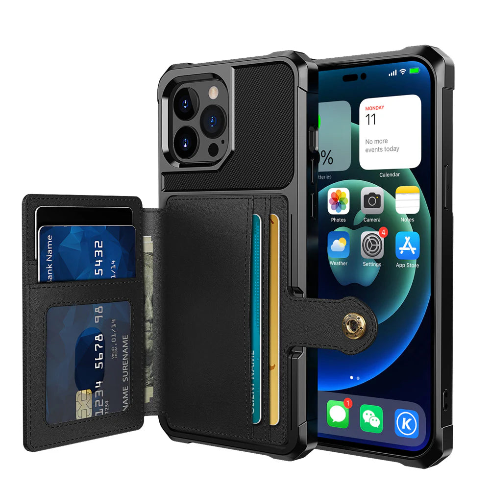 Luxury iPhone Magnetic Wallet Leather Case — Card Slot Holder, Flip Cover with Stand, Shockproof Anti-Drop Protection, Slim Dustproof Anti-Fingerprint Design