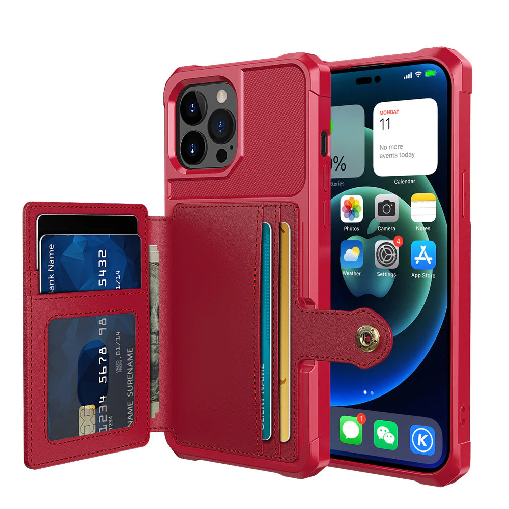 Luxury iPhone Magnetic Wallet Leather Case — Card Slot Holder, Flip Cover with Stand, Shockproof Anti-Drop Protection, Slim Dustproof Anti-Fingerprint Design