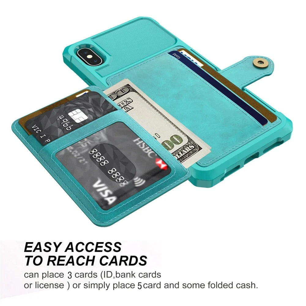Luxury iPhone Magnetic Wallet Leather Case — Card Slot Holder, Flip Cover with Stand, Shockproof Anti-Drop Protection, Slim Dustproof Anti-Fingerprint Design