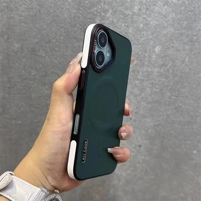 Luxury iPhone Matte Leather MagSafe Case — Magnetic Wireless Charging, Shockproof Bumper Full Coverage, Anti-Fingerprint Scratch-Resistant Design