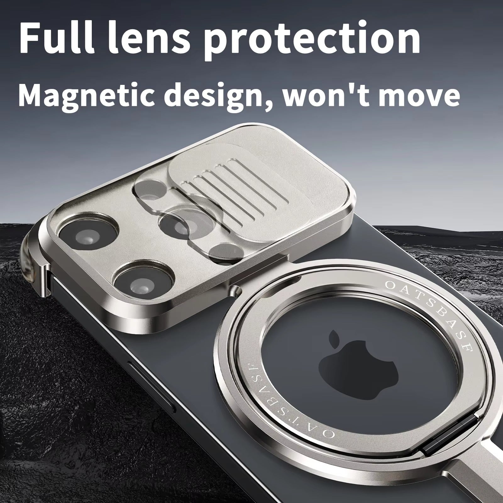 Luxury iPhone Metal Frameless Magnetic Case — Aluminum Alloy Cover with Ring Stand, Shockproof Camera Protection, Heavy Duty Matte Finish