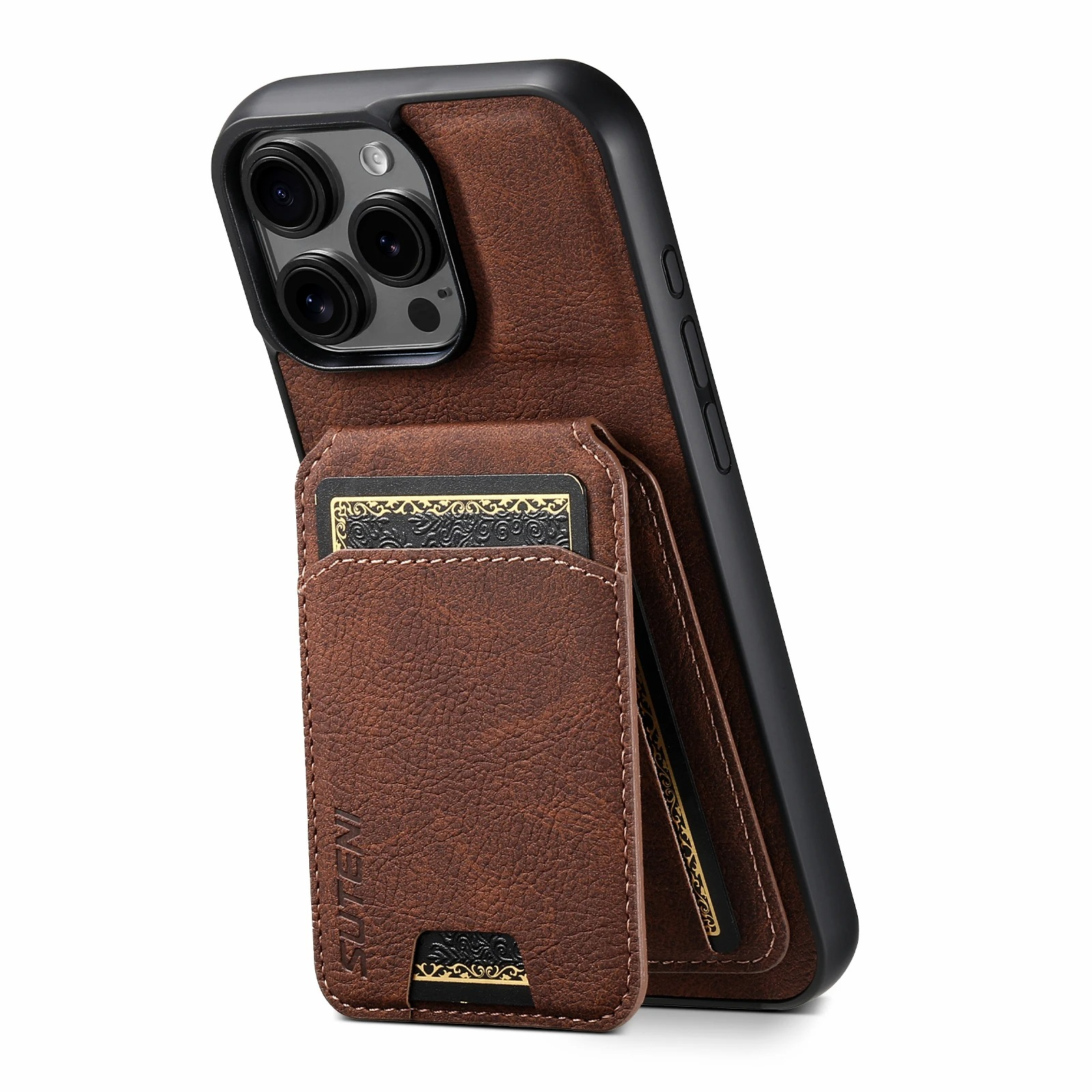 Luxury iPhone PU Leather Wallet Case with Card Holder — Magnetic Stand Cover, Shockproof Protection, Non-Slip Design, Stylish Pocket Phone Cover