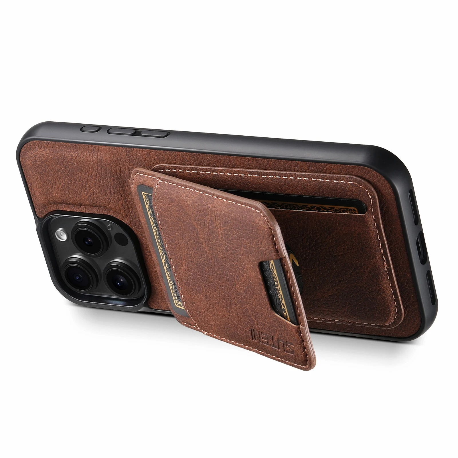 Luxury iPhone Case — PU Leather Wallet Cover with Card Holder, Magnetic Stand Design, Shockproof Protection and Stylish Non-Slip Pocket Finish