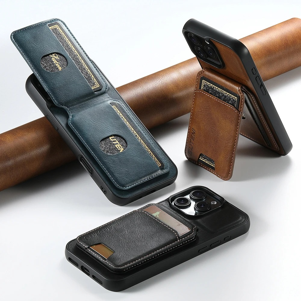 Luxury iPhone Case — PU Leather Wallet Cover with Card Holder, Magnetic Stand Design, Shockproof Protection and Stylish Non-Slip Pocket Finish