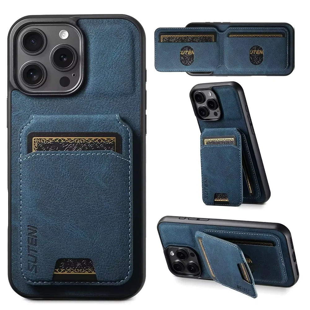 Luxury iPhone Case — PU Leather Wallet Cover with Card Holder, Magnetic Stand Design, Shockproof Protection and Stylish Non-Slip Pocket Finish