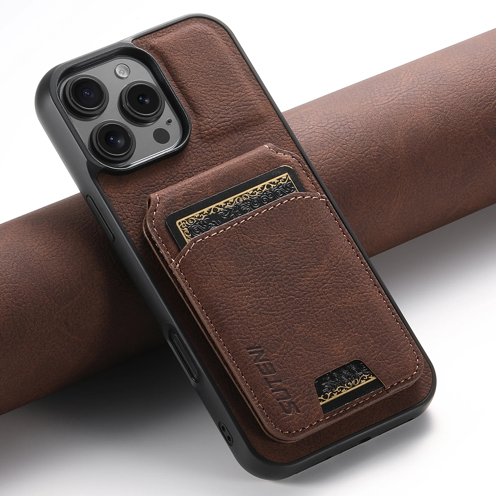 Luxury iPhone Case — PU Leather Wallet Cover with Card Holder, Magnetic Stand Design, Shockproof Protection and Stylish Non-Slip Pocket Finish